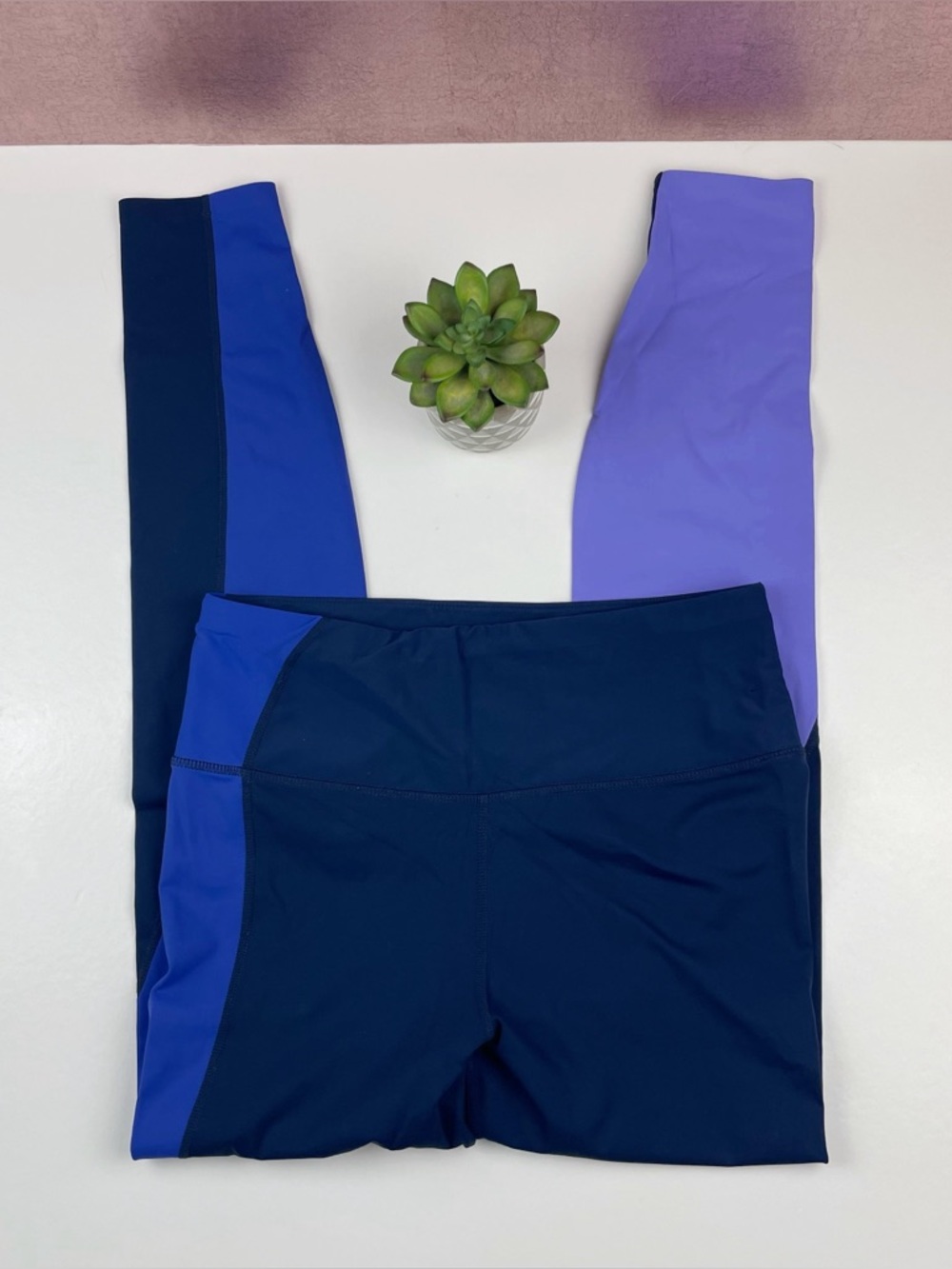 Avia Blue Navy Blue Purple Leggings Workout Athletic Pants Women Size Medium